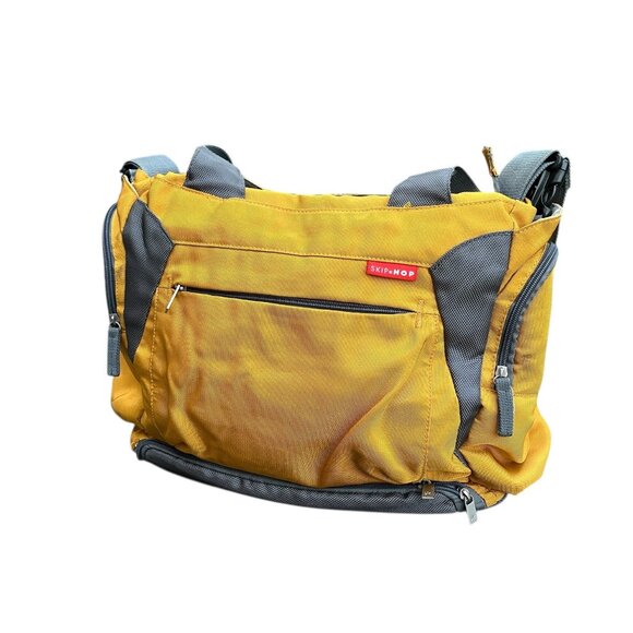 Skip Hop Dash Messenger Diaper Bag Yellow Gray Excellent Used - Picture 1 of 5